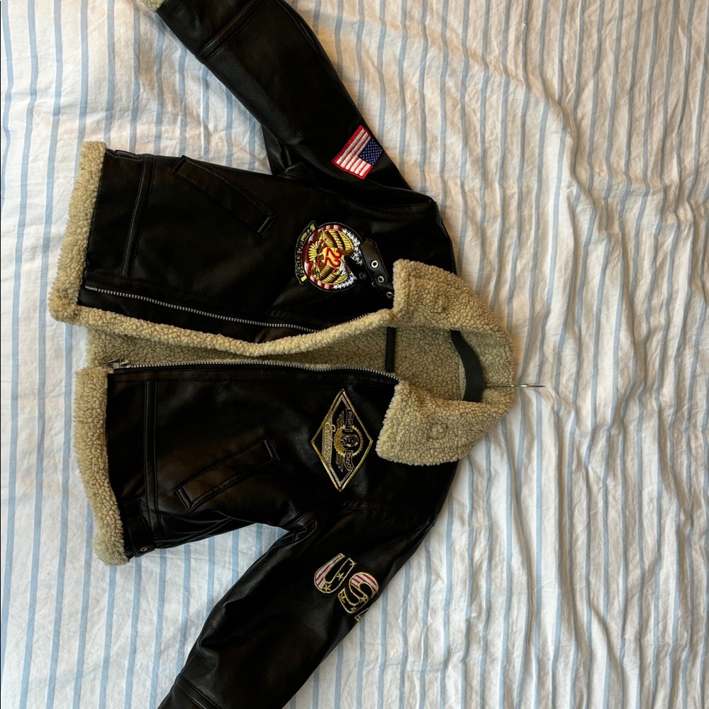 Vintage USA Black Aviator Jacket with Patches
